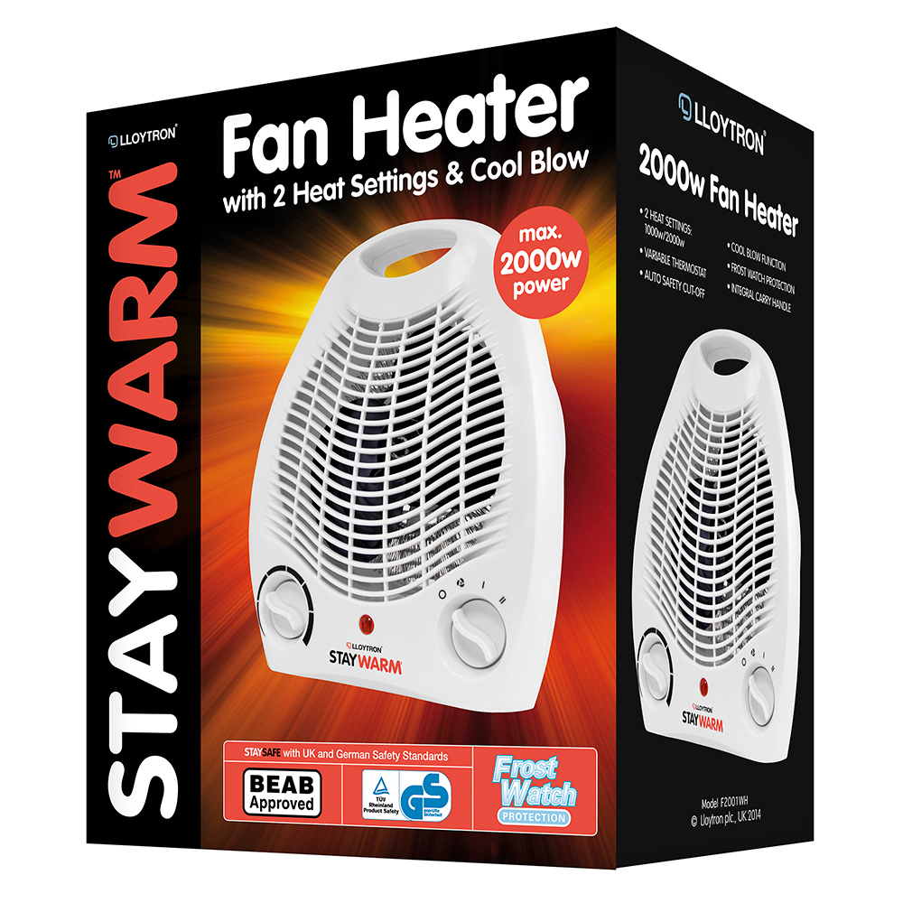 Lloytron Staywarm 2Kw Upright Fan Heater in White